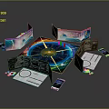 Colorful Tabletop Board Game Set With Central Game Board Folding Cards Instruction Sheets And Accessories