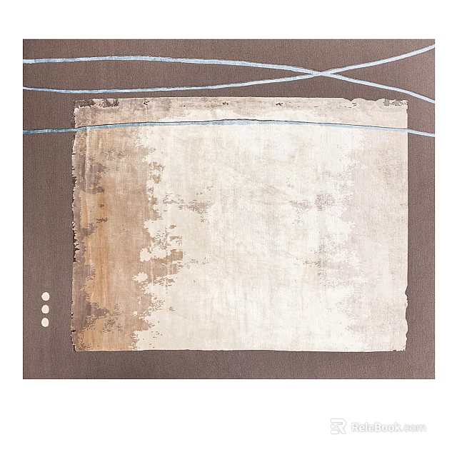 Square Rug With Neutral Tones And Textured Vintage Style 3d model 
