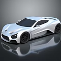 White Sleek Sports Car Design Featuring Black Wheels On Dark Background With Glossy Reflection