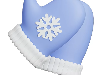 Essential Kitchen Blue Oven Mitts with White Snowflake Design and White Knitted Trim 3d model