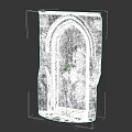 Antique Arched Wooden Door With Intricate Carved Patterns And Stone Frame
