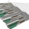 Modern Staircase Design With Tiered Wooden Steps Stone Risers And Greenery