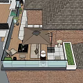 Modern Garden Landscape Design With White Building Green Plants Lawn Stone Path And Outdoor Seating
