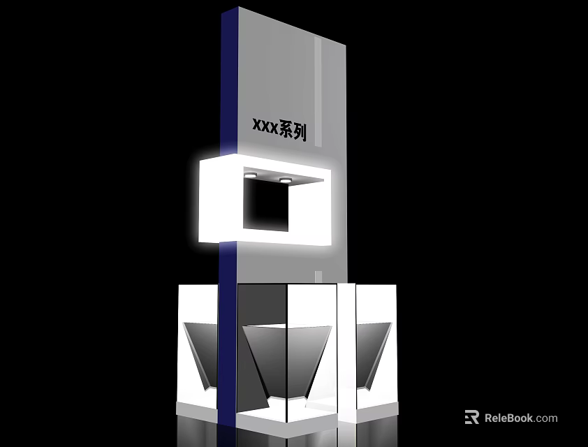 Modern Display Showcase With Glass Elements And Series Branding Design 3d model 
