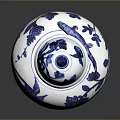 Exquisite Hand Carved Ceramic Sculpture Vase With Blue White Floral Bird Patterns And Lid