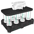 Decorative Ornament Set With Black Layered Stand Transparent Mechanical Model Glass Cylinders And Green Lights
