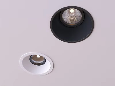 Black and White Recessed Downlights and Spotlights for Modern Ceiling Design 3d model