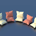 Colorful Throw Pillows Featuring Orange And Yellow White Striped Patterns Arranged In A Circle