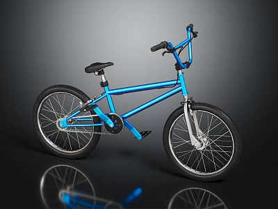 Blue BMX Bike With Modern Design Shiny Frame Black Seat And Wheels 3d model