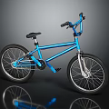 Blue BMX Bike With Modern Design Shiny Frame Black Seat And Wheels