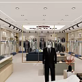 Stylish Men's Clothing Store Interior With Suits Mannequins Display Racks And Lighting
