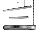 Modern Long Cylindrical Pendant Lights With Metallic Frame And Soft Warm Glow