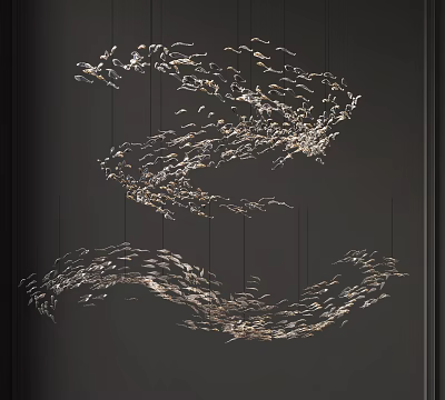 Modern Elegant Wave Shaped Chandelier With Metallic Elements For Contemporary Interior Spaces 3d model