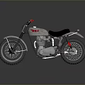 Vintage Motorcycle with Chrome Body Black Seat Red Handlebar Classic Design and Reflective Surface