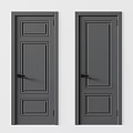 Gray Interior Hinged Doors With Simple Panel Design And Black Handles 3d model