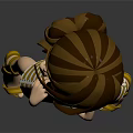 Game Movie Character With Brown Hair In Yellow White Striped Dress And Gold High Heels