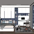 Modern Tatami Bedroom Interior With Tatami Bed Desk Storage Cabinets And Decorative Pillows