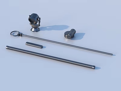Various Metal Mechanical Parts Including Threaded Rod Bolt And Connectors 3d model