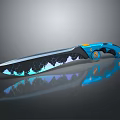 Modern Weapon Knife With Blue Handle And Cracked Glossy Blade Design