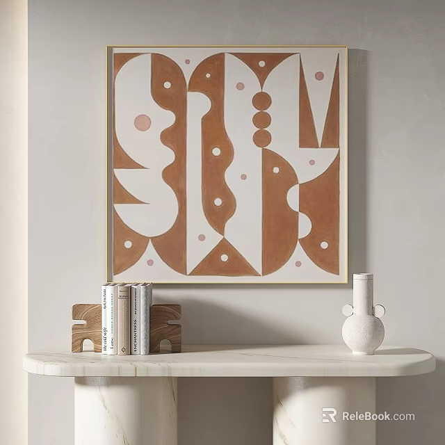 Abstract Wall Art Featuring Geometric Shapes In Brown And White 3d model