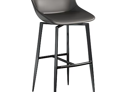 Modern Bar Stool With Sleek Design Black Metal Frame And Gray Seat 3d model