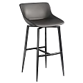 Modern Bar Stool With Sleek Design Black Metal Frame And Gray Seat