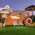 Modern net red sunset camp interactive clock-in to take photos of beautiful Chen 3d model