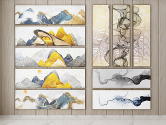 New Chinese abstract painting hanging painting 3d model