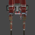 Red And Black Mechanical Robot Warrior Character For Game And Movie With Arm Weapons