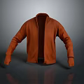 Orange Knit Cardigan With Zipper Front View And Textured Fabric Design