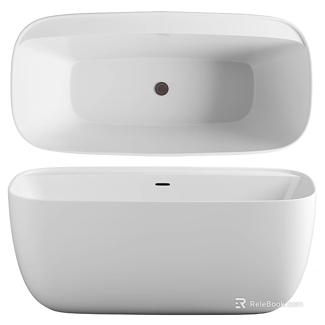 Modern Sleek Freestanding White Bathtub With Smooth Surface And Minimalist Design 3d model 