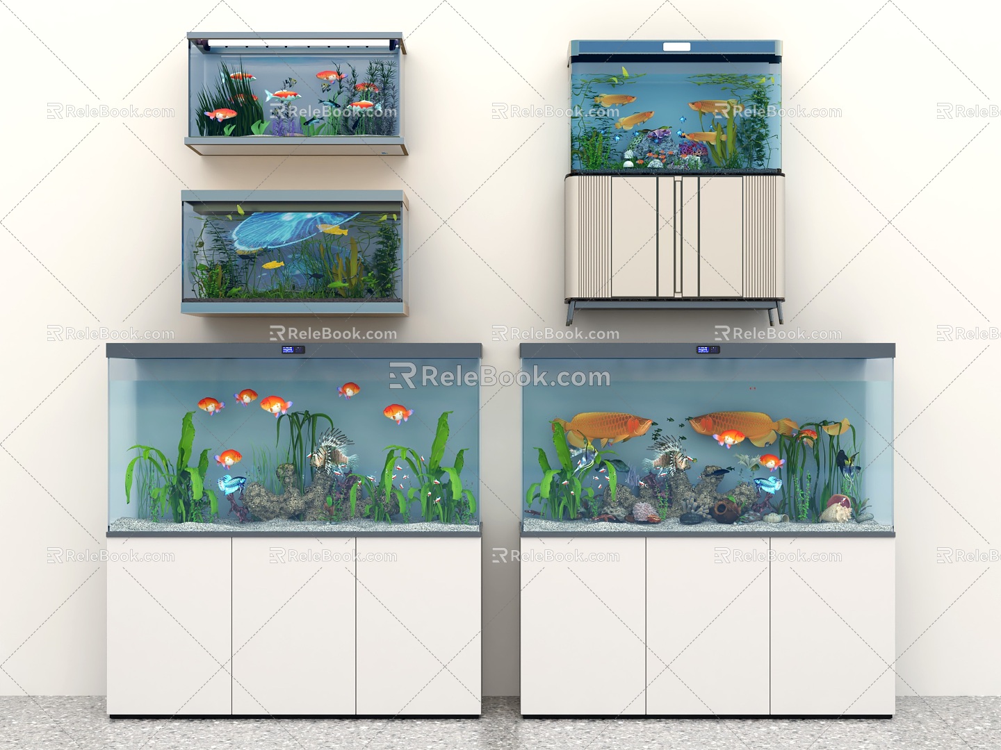 Modern fish tank fish tank aquarium 3d model