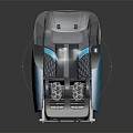 Modern Gray And Blue Massage Chair With Breathable Mesh Design And Footrest