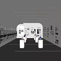 Modern Exhibition Hall With Curved Lighting White Walls Display Stands And Info Panels