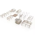 Various Shapes of Furniture Frames Arranged with Small House Like Structure in Initial Production Stage