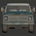 Vintage Blue And White Truck Model With Wooden Bed And Weathered Texture