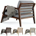Modern Accent Chair With Wooden Frame Gray Upholstery Fringe Throw Blanket And Multiple Color Options