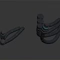 Black Curved Hoses Components With Multiple Flexible Tubes And Green Rings At Ends