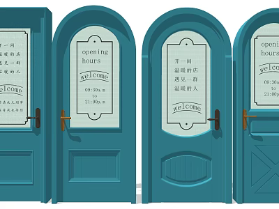 European-style swing door glass arch curved single door 3d model