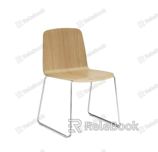 Normann Copenhagen Just Chair Oak Varnish Seat Metal Plated Leg Dining Chair model