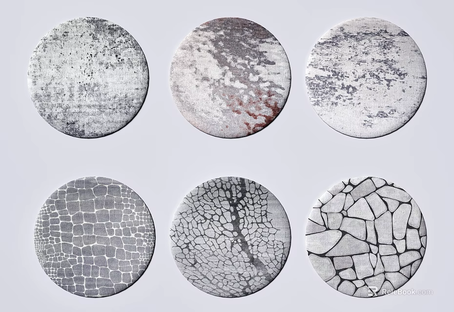 Round Rugs Featuring Diverse Textured Designs And Unique Pattern Styles 3d model