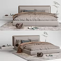 Modern Double Bed Interior With Upholstered Headboard Bedside Tables And Decorative Knot 3d model