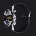 Chenxi Digital Watch With Moon Phase Display Mechanical Gears And Black Leather Strap