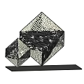 Modern Decorative Ornament Set With Hollow Cube Design And Black Base