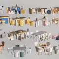 Colorful Modern Children's Table With Kid Friendly Chairs And Stools For Kids Room