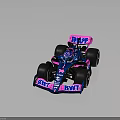 Blue And Pink Formula One Car With BWT Logo Aerodynamic Design And Tires