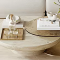 Modern Coffee Table With Glass Top Marble Base Gold Stand And Decorative Vase Branches Books