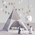 Modern Tent Children's Tent Penguin Balloon Bunting 3d model