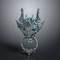Dragon Shaped Metal Door Knocker With Intricate Horns And Ornate Ring