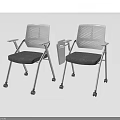 Modern Office Chairs With Mesh Backrest Gray Seat Cushion And Armrests On Wheels
